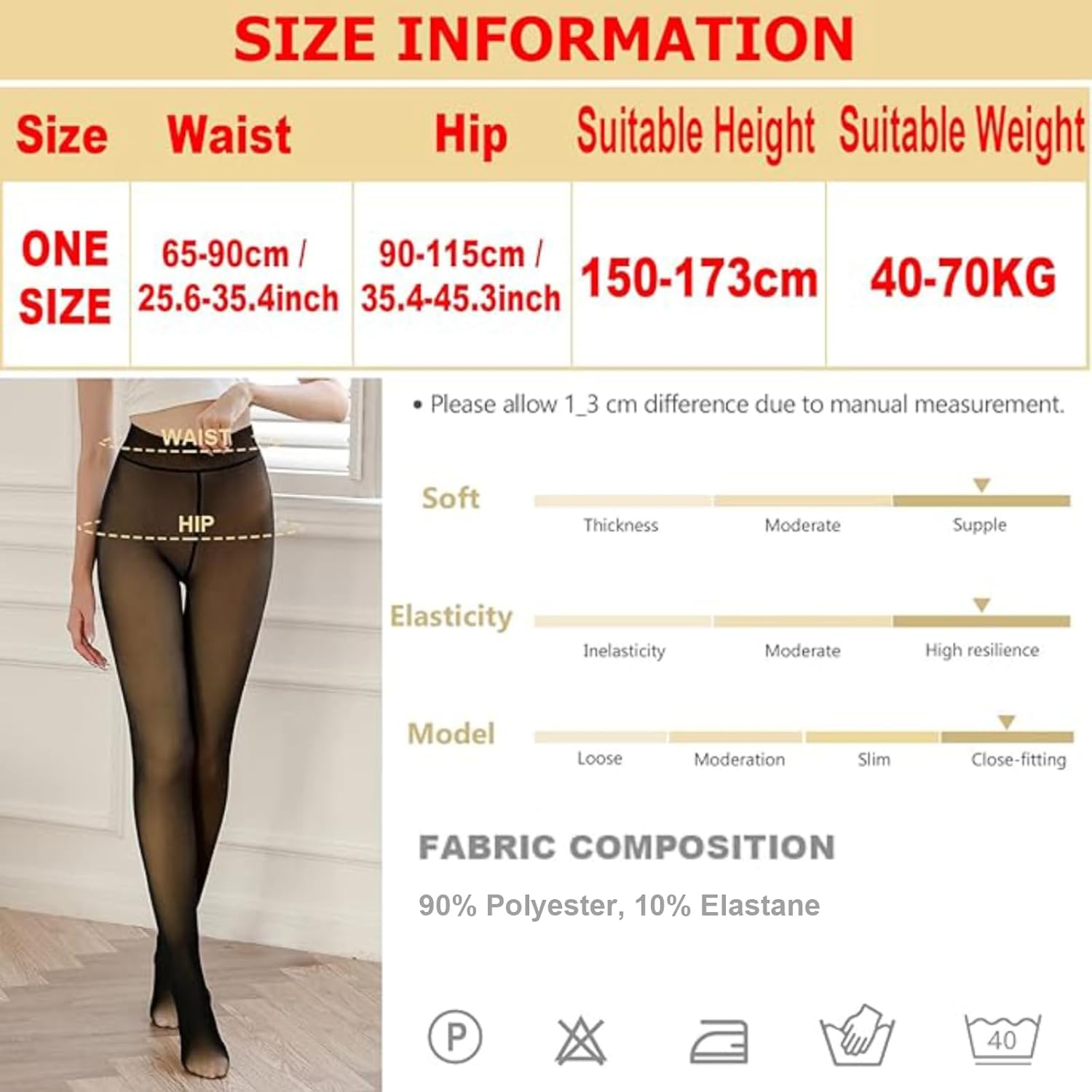 CALZA PANTYS EFECTO PIEL CON POLAR