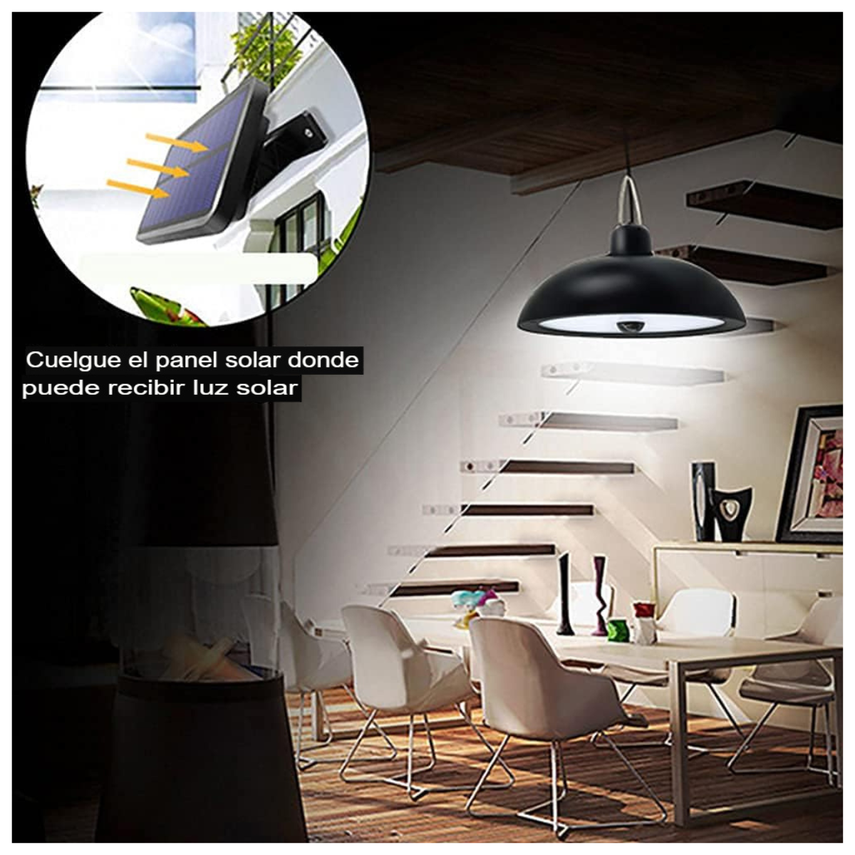 Lampara Colgante LED Solar + Control